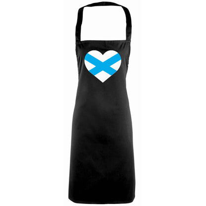 Scottish Saltire heart flag adults black apron