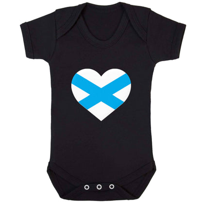 Scottish Saltire heart flag baby bodysuit black 18-24 months