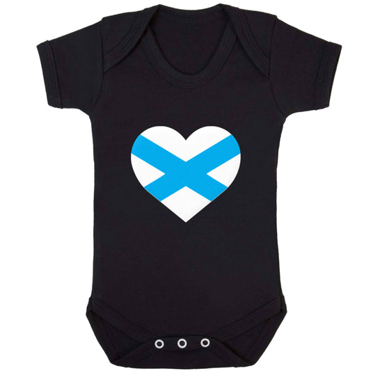 Scottish Saltire heart flag baby bodysuit black 18-24 months
