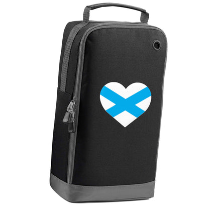 Scottish Saltire heart flag black sports shoe bag vertical print