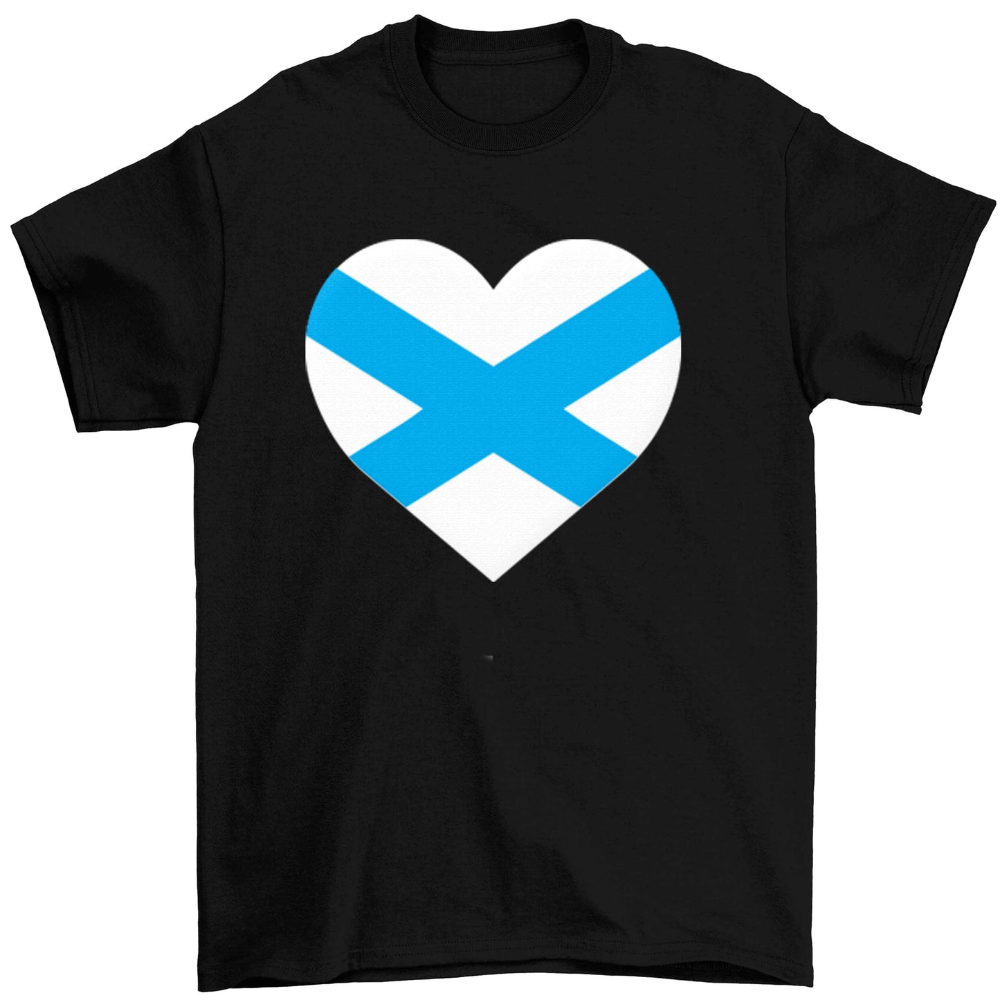 Scottish Saltire heart flag Children's black Tshirt 12-13 Years