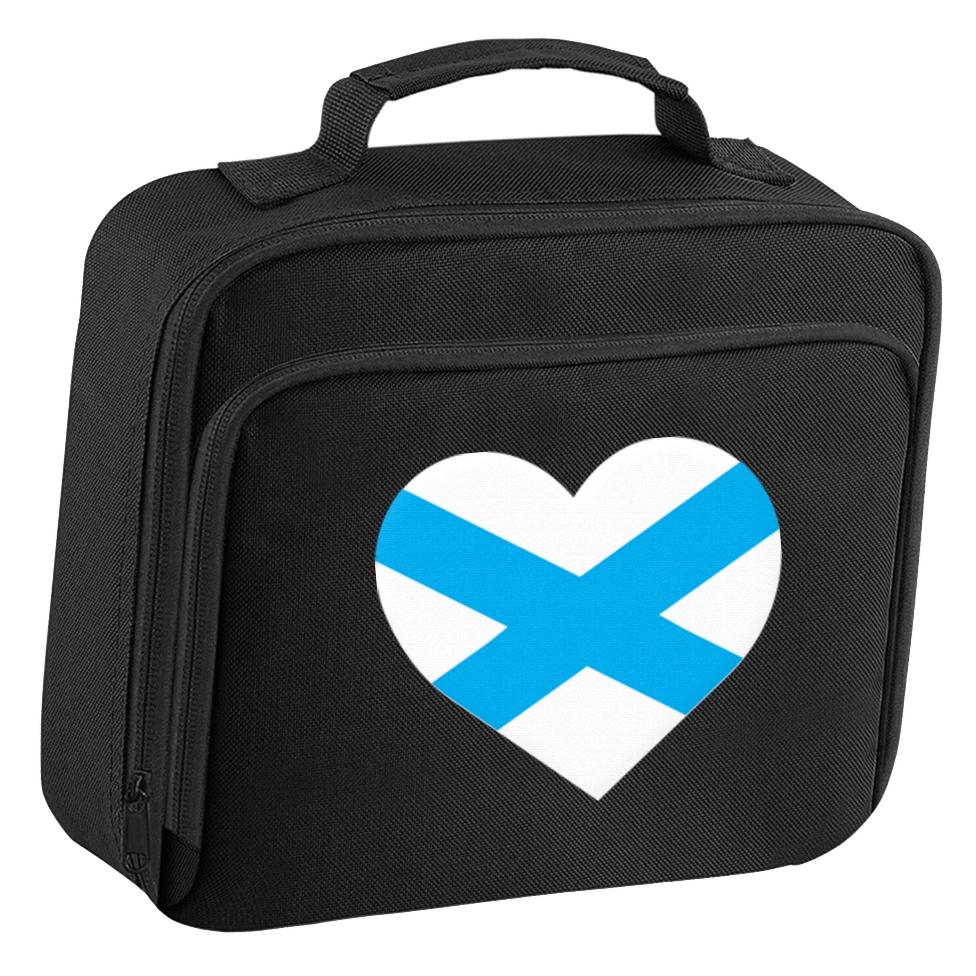 Scottish Saltire heart flag insulated black lunch bag cooler