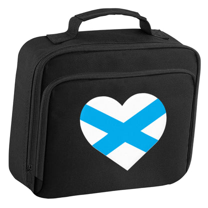 Scottish Saltire heart flag insulated black lunch bag cooler