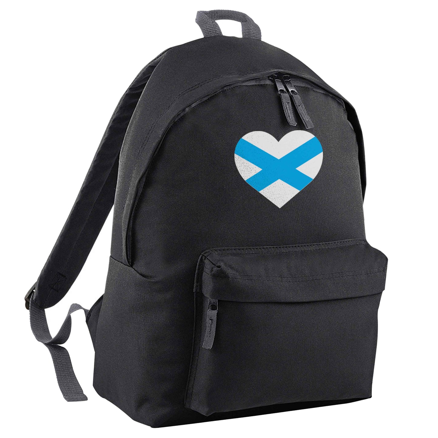 Scottish Saltire heart flag black adults backpack