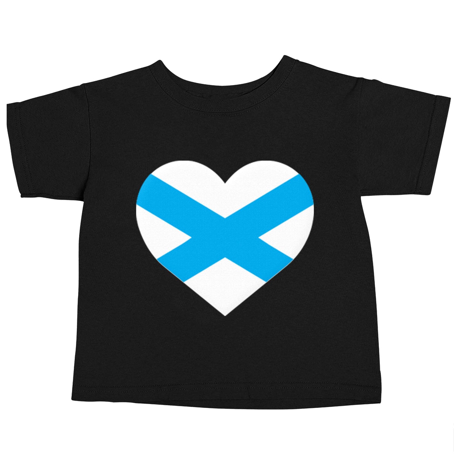 Scottish Saltire heart flag Black baby toddler Tshirt 2 years