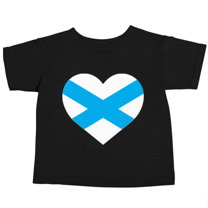 Scottish Saltire heart flag Black baby toddler Tshirt 2 years