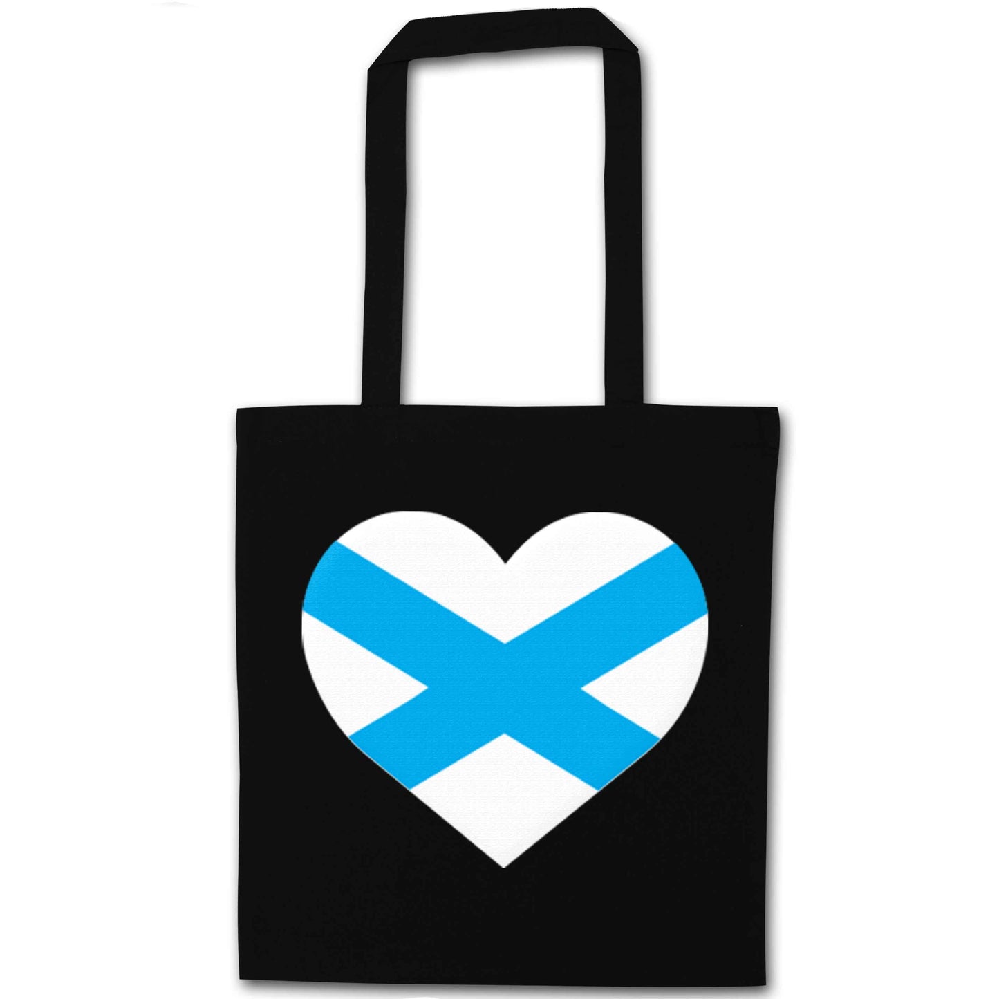 Scottish Saltire heart flag black tote bag