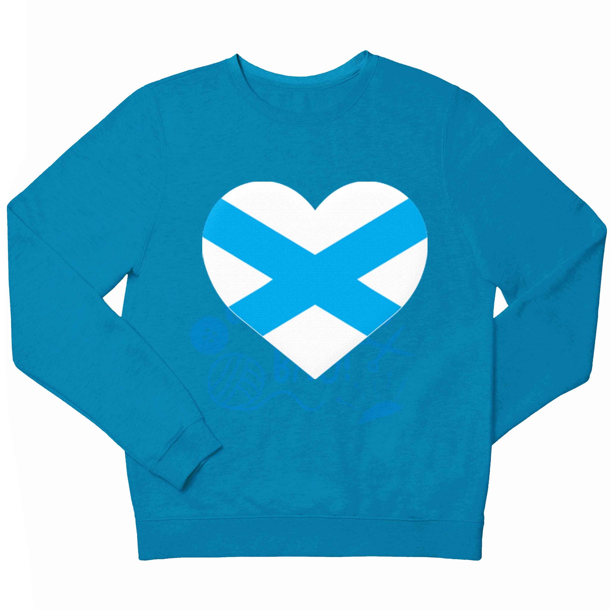 Scottish Saltire heart flag children's blue sweater 12-13 Years