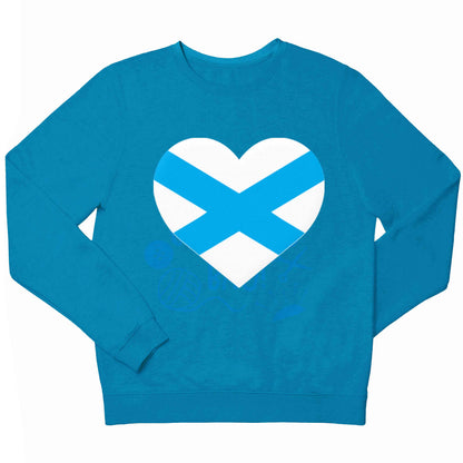 Scottish Saltire heart flag children's blue sweater 12-13 Years