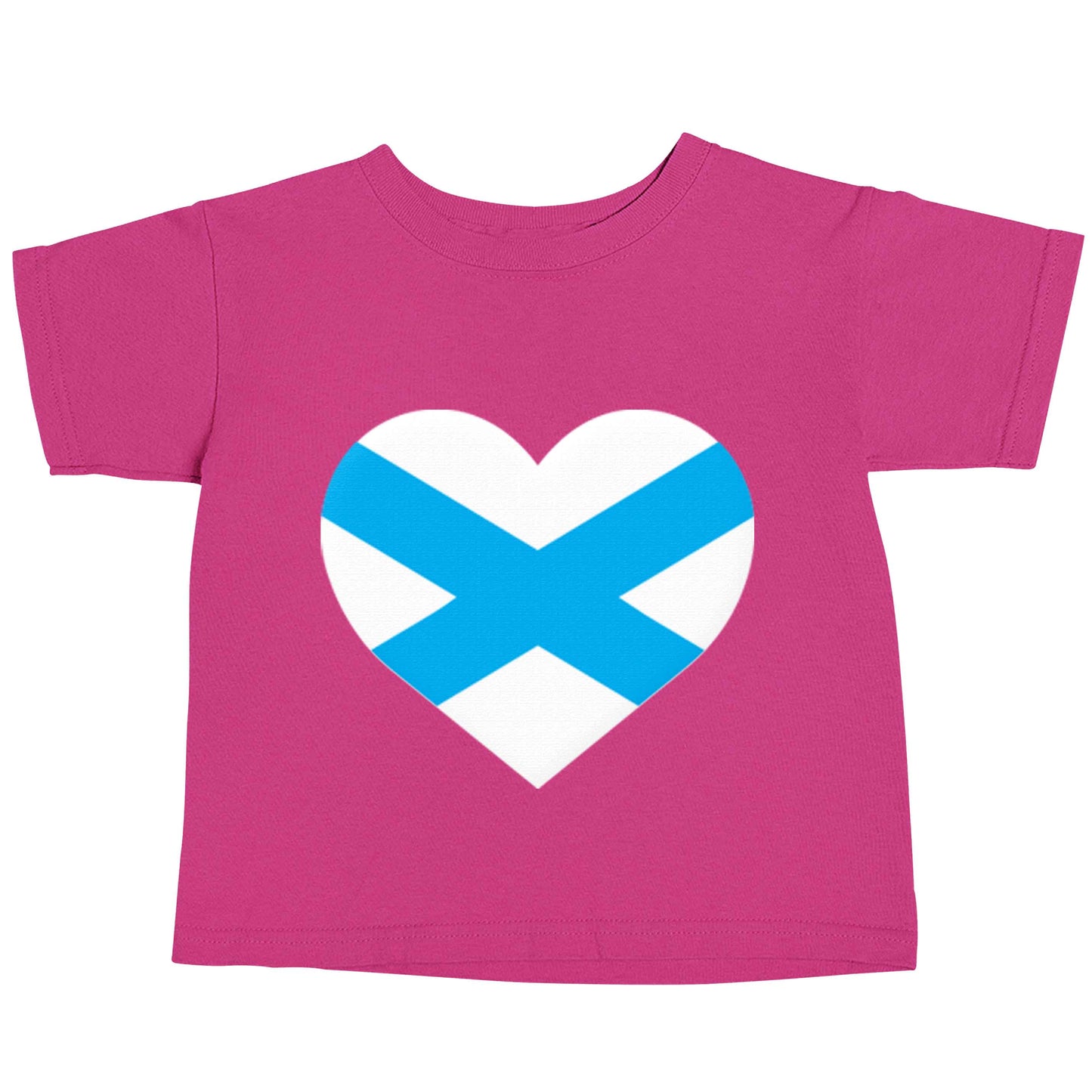 Scottish Saltire heart flag pink baby toddler Tshirt 2 Years