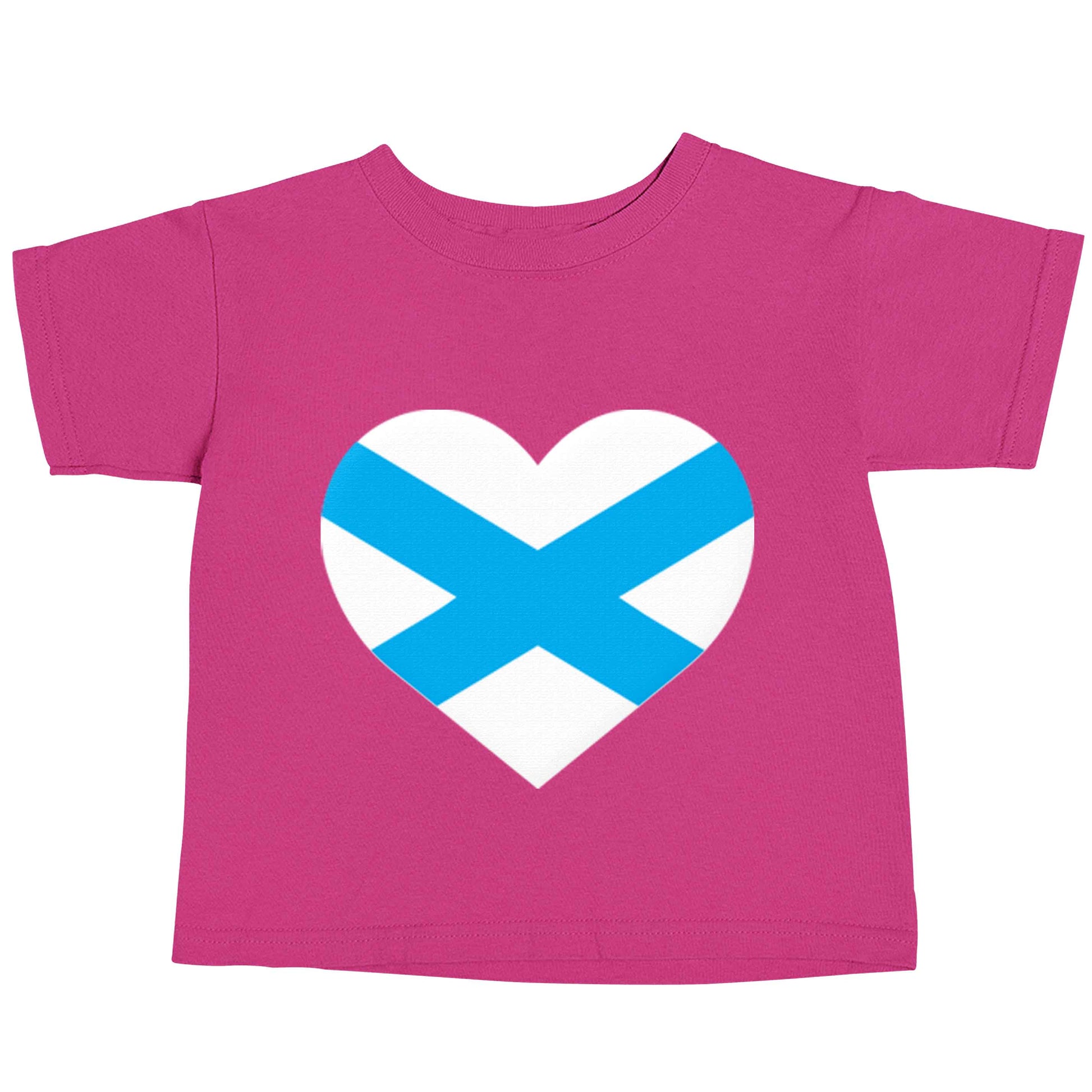 Scottish Saltire heart flag pink baby toddler Tshirt 2 Years