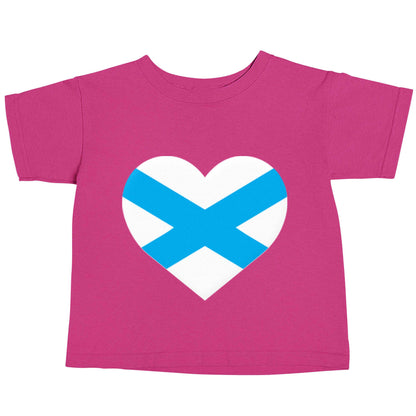 Scottish Saltire heart flag pink baby toddler Tshirt 2 Years