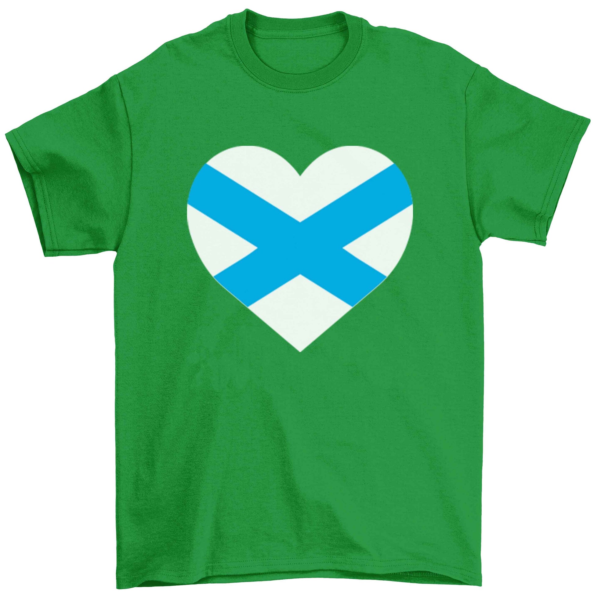 Scottish Saltire heart flag Children's green Tshirt 12-13 Years