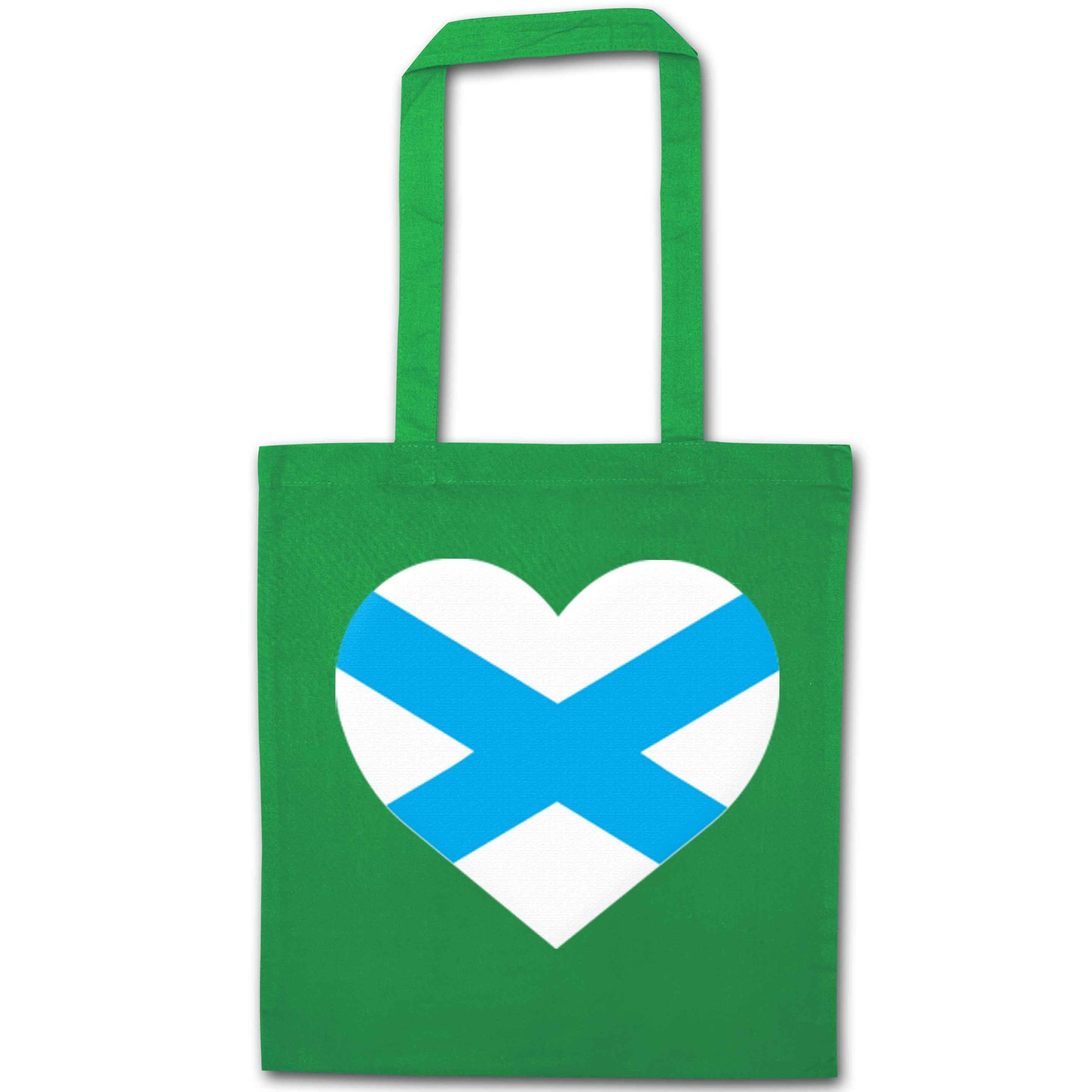 Scottish Saltire heart flag green tote bag