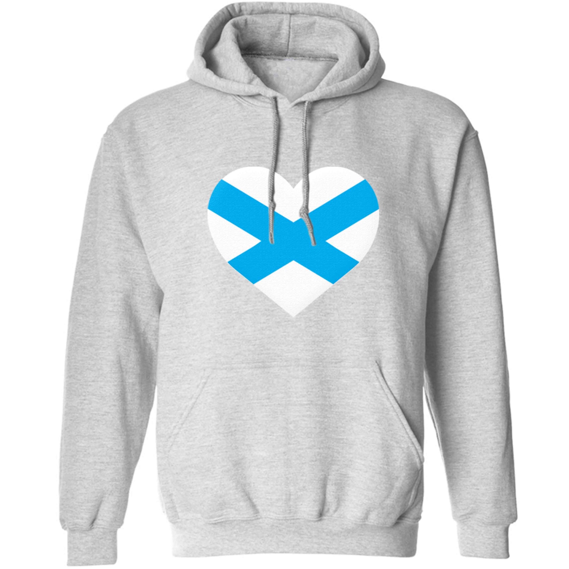 Scottish Saltire heart flag adults unisex grey hoodie 2XL