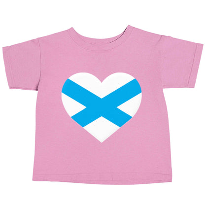 Scottish Saltire heart flag light pink baby toddler Tshirt 2 Years