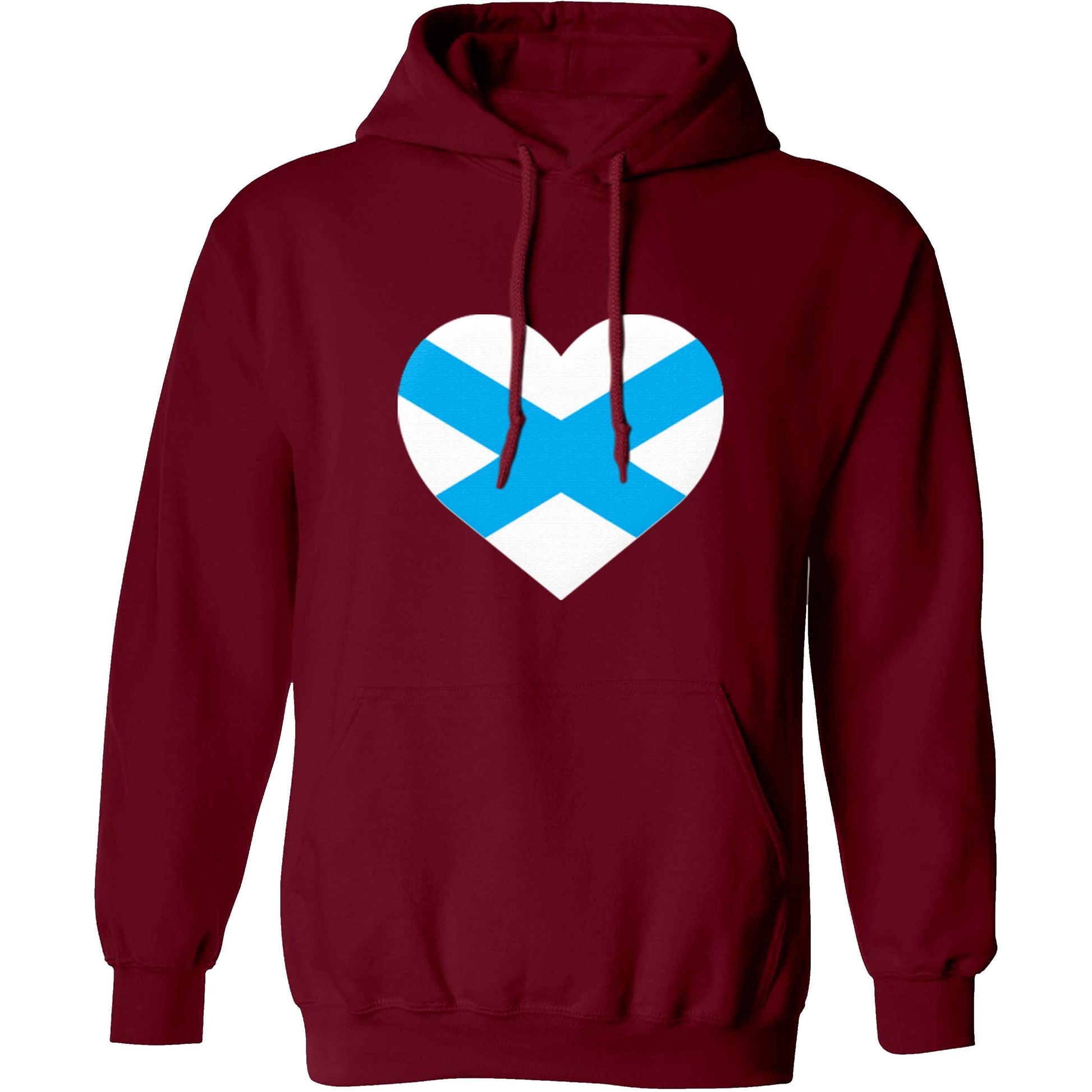 Scottish Saltire heart flag adults unisex maroon hoodie 2XL