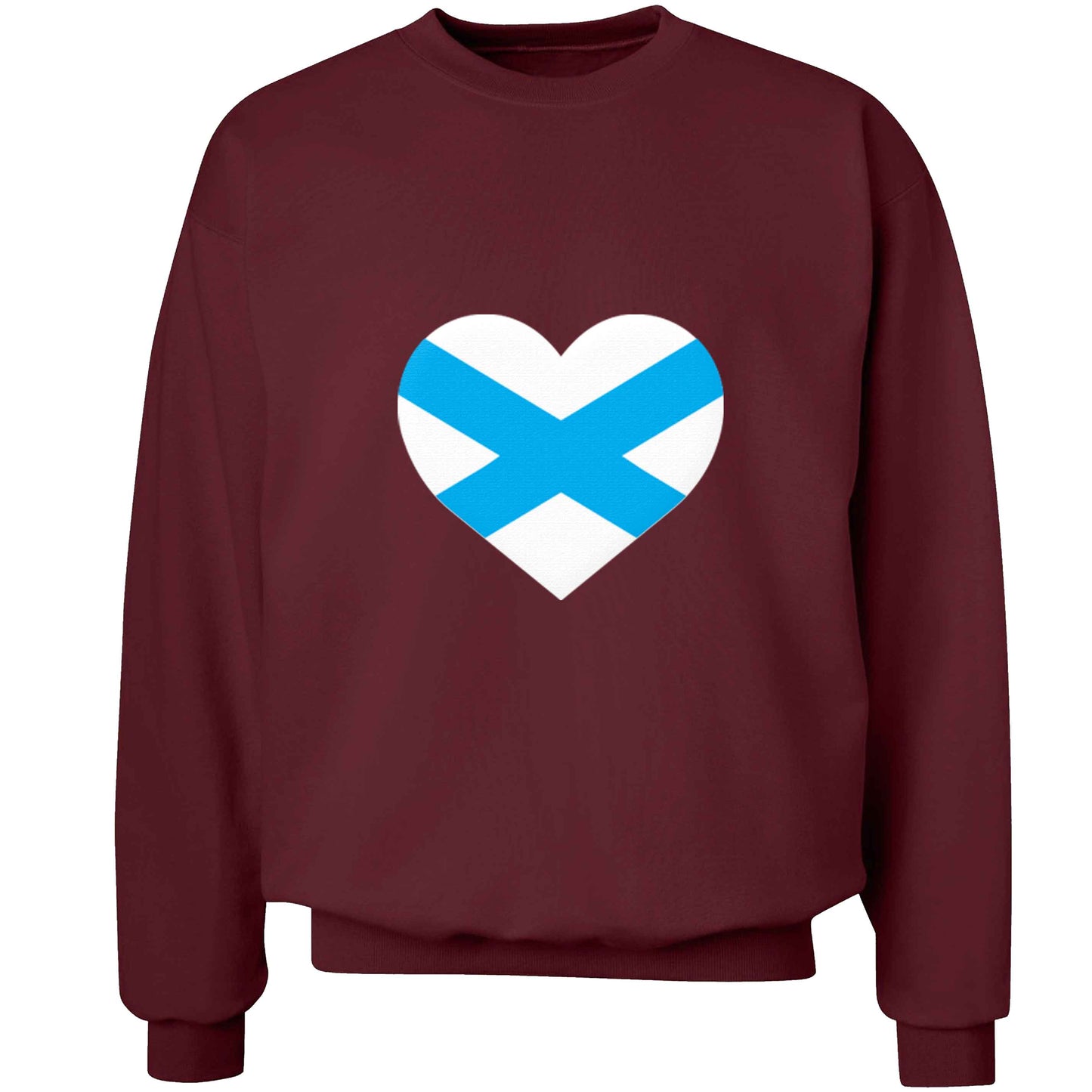 Scottish Saltire heart flag adult's unisex maroon sweater 2XL