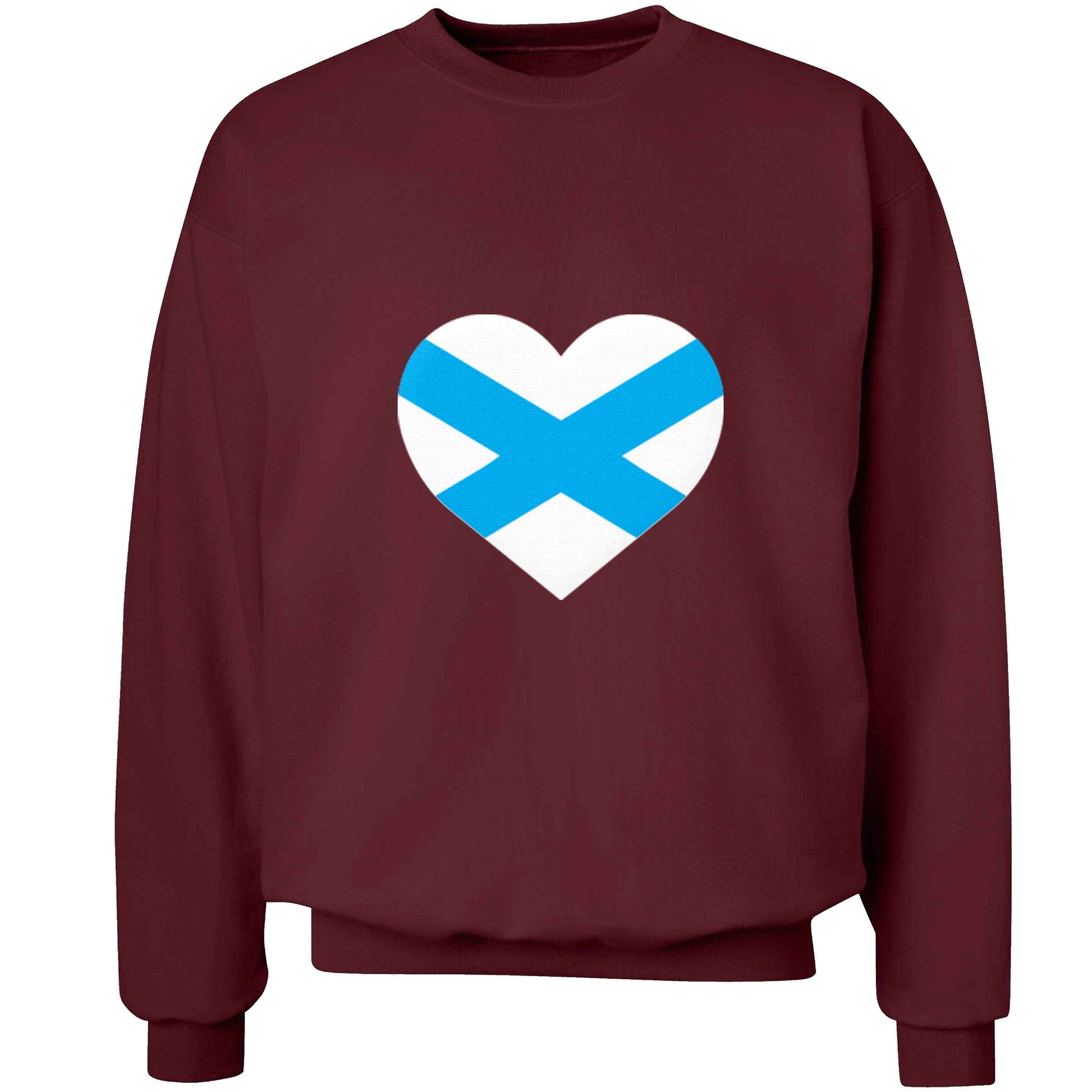 Scottish Saltire heart flag adult's unisex maroon sweater 2XL