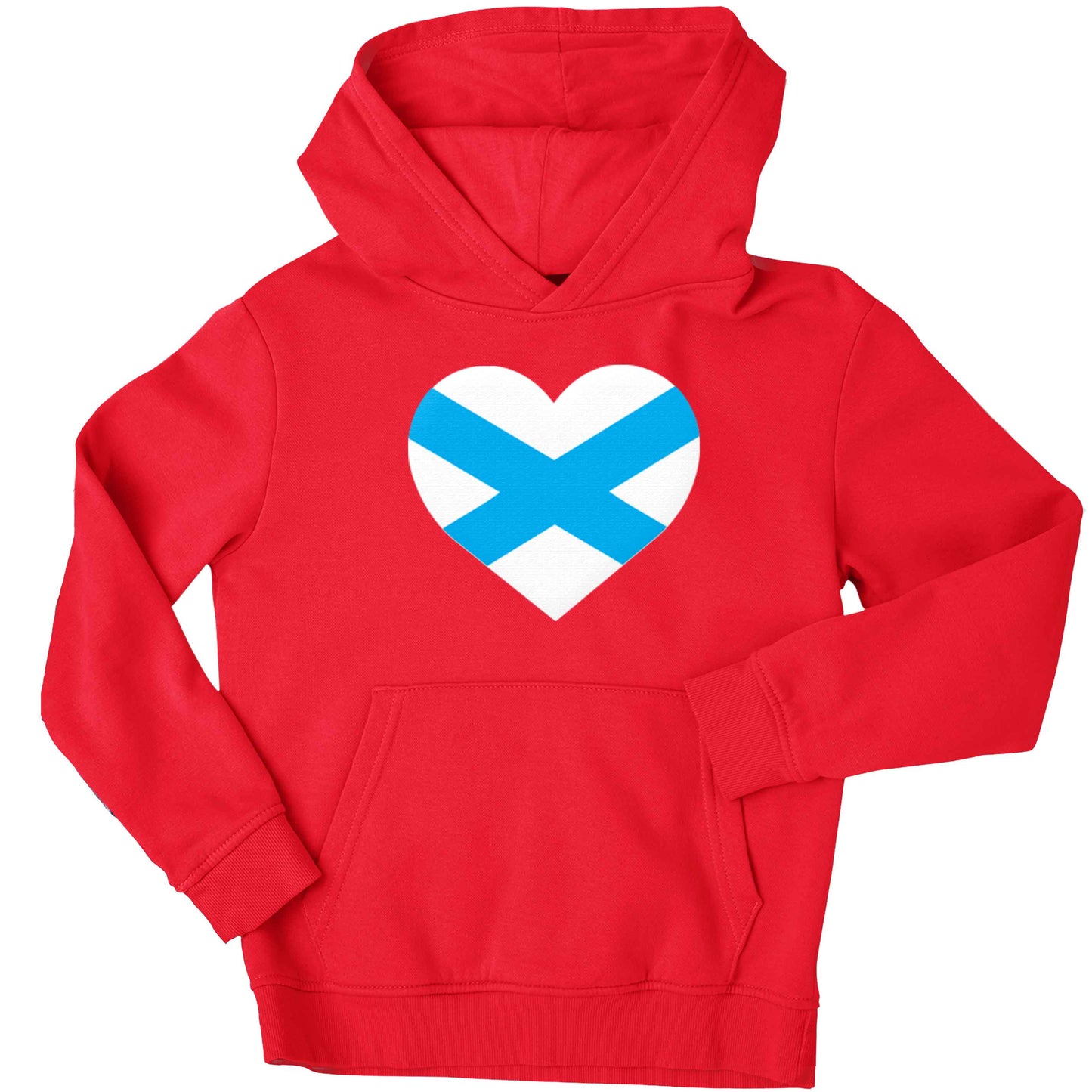 Scottish Saltire heart flag children's red hoodie 12-13 Years