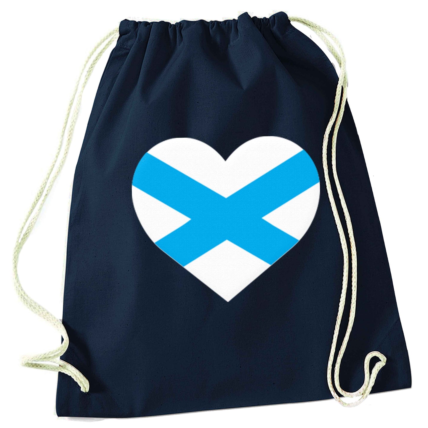 Scottish Saltire heart flag navy drawstring bag