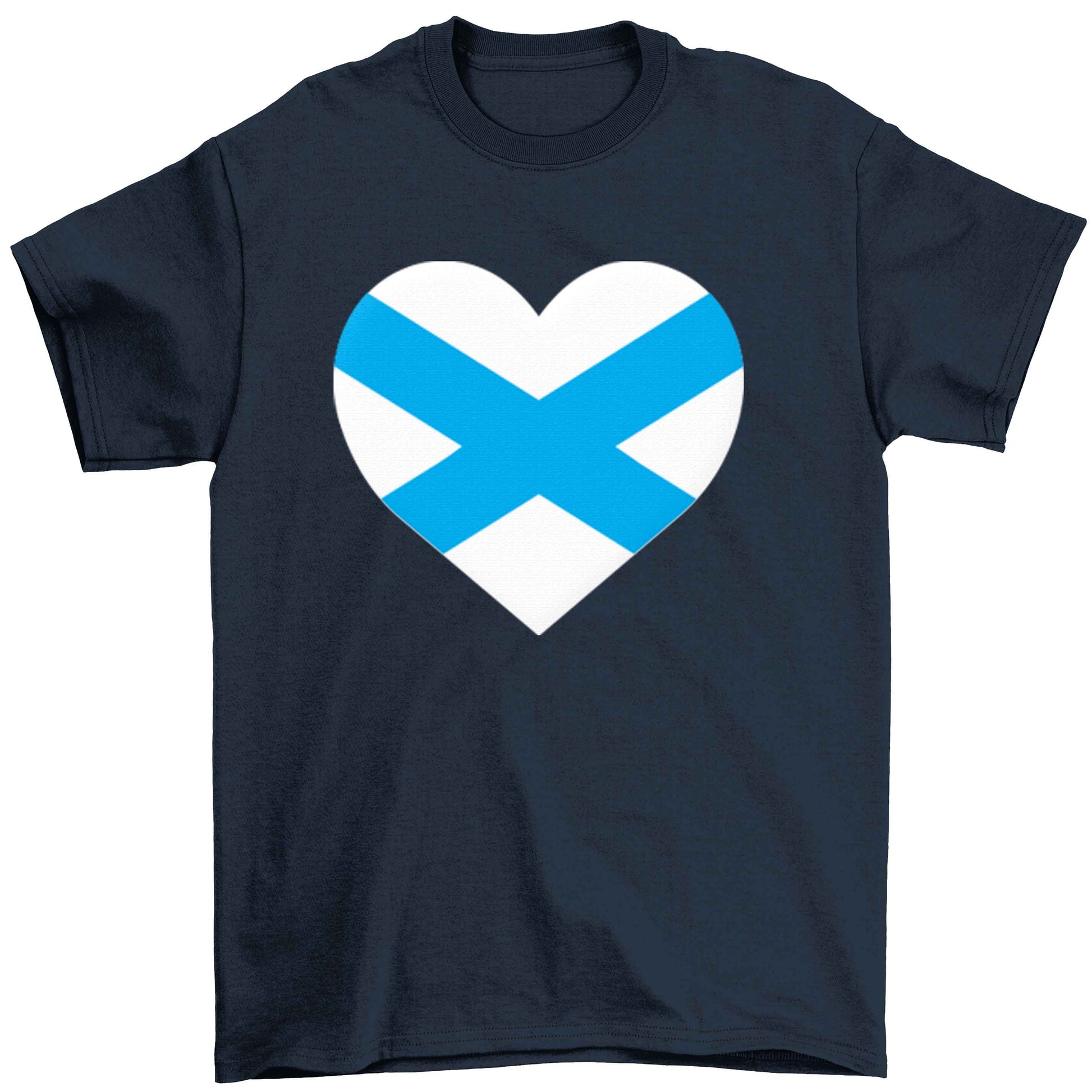 Scottish Saltire heart flag Children's navy Tshirt 12-13 Years