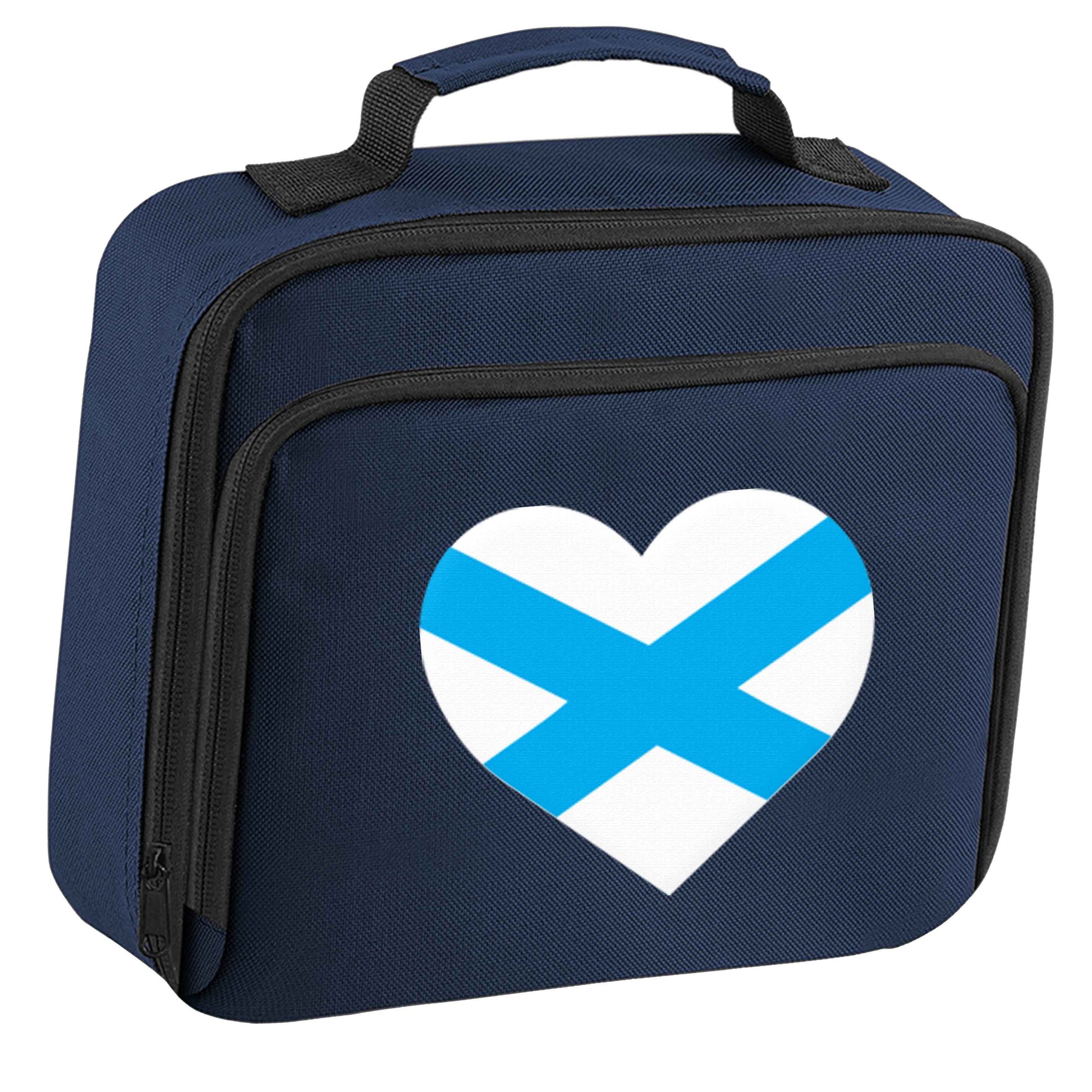 Scottish Saltire heart flag insulated navy lunch bag cooler