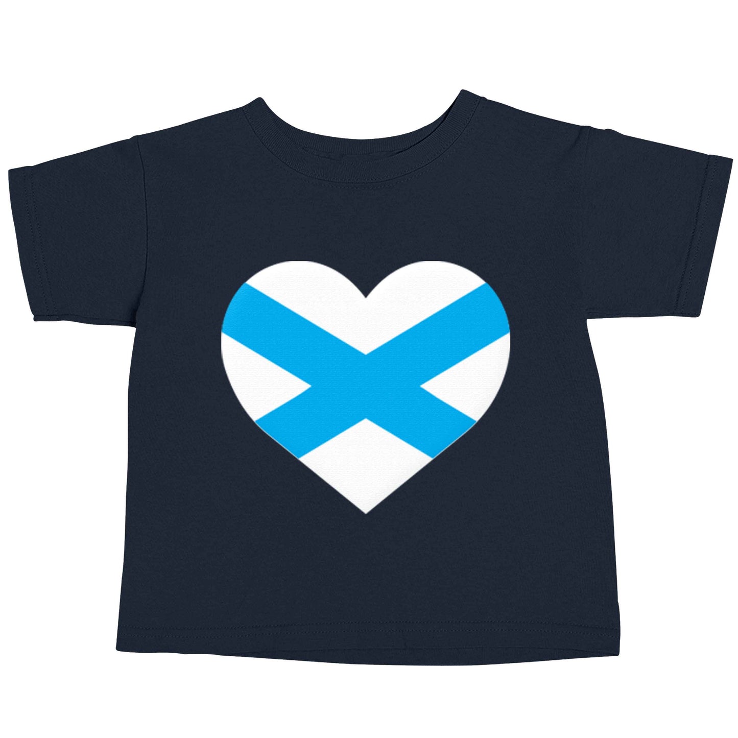 Scottish Saltire heart flag navy baby toddler Tshirt 2 Years