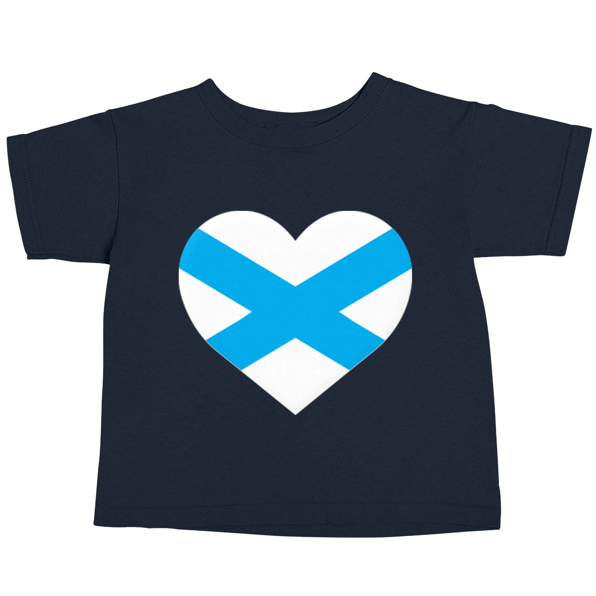 Scottish Saltire heart flag navy baby toddler Tshirt 2 Years