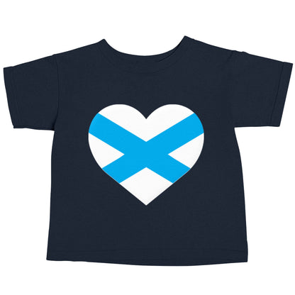 Scottish Saltire heart flag navy baby toddler Tshirt 2 Years