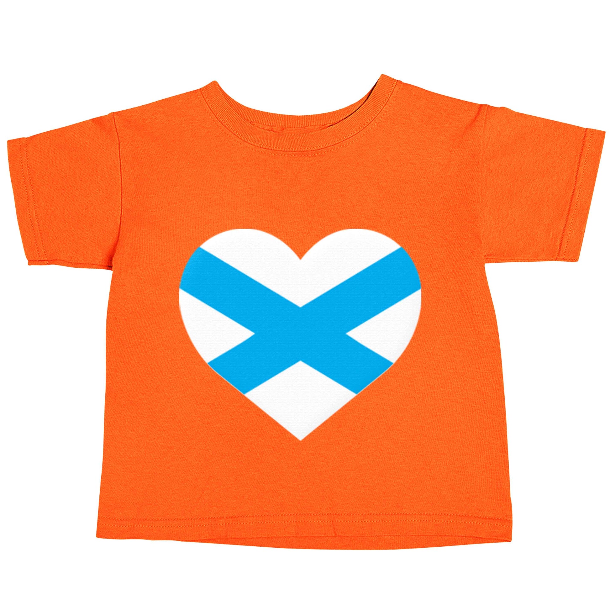 Scottish Saltire heart flag orange baby toddler Tshirt 2 Years