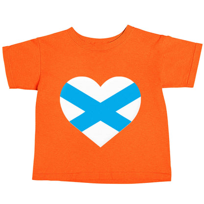 Scottish Saltire heart flag orange baby toddler Tshirt 2 Years