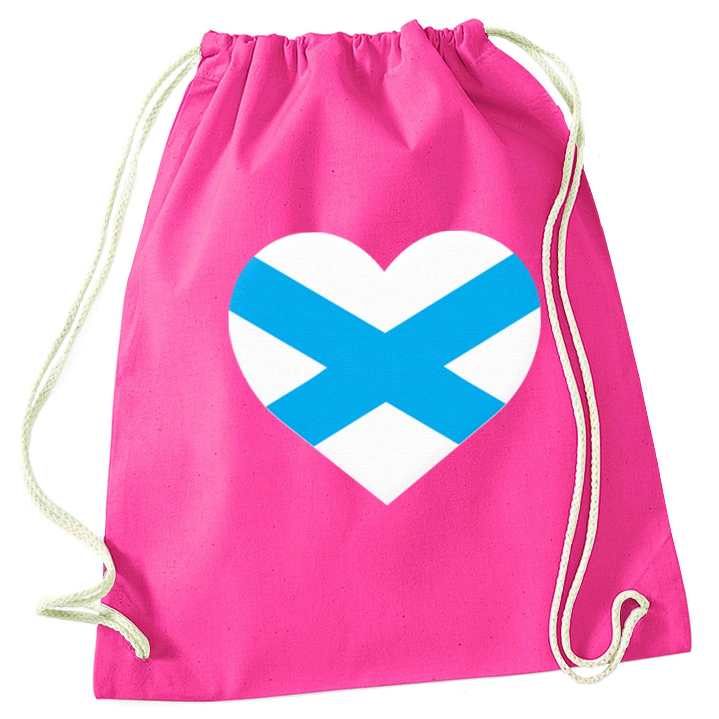 Scottish Saltire heart flag pink drawstring bag