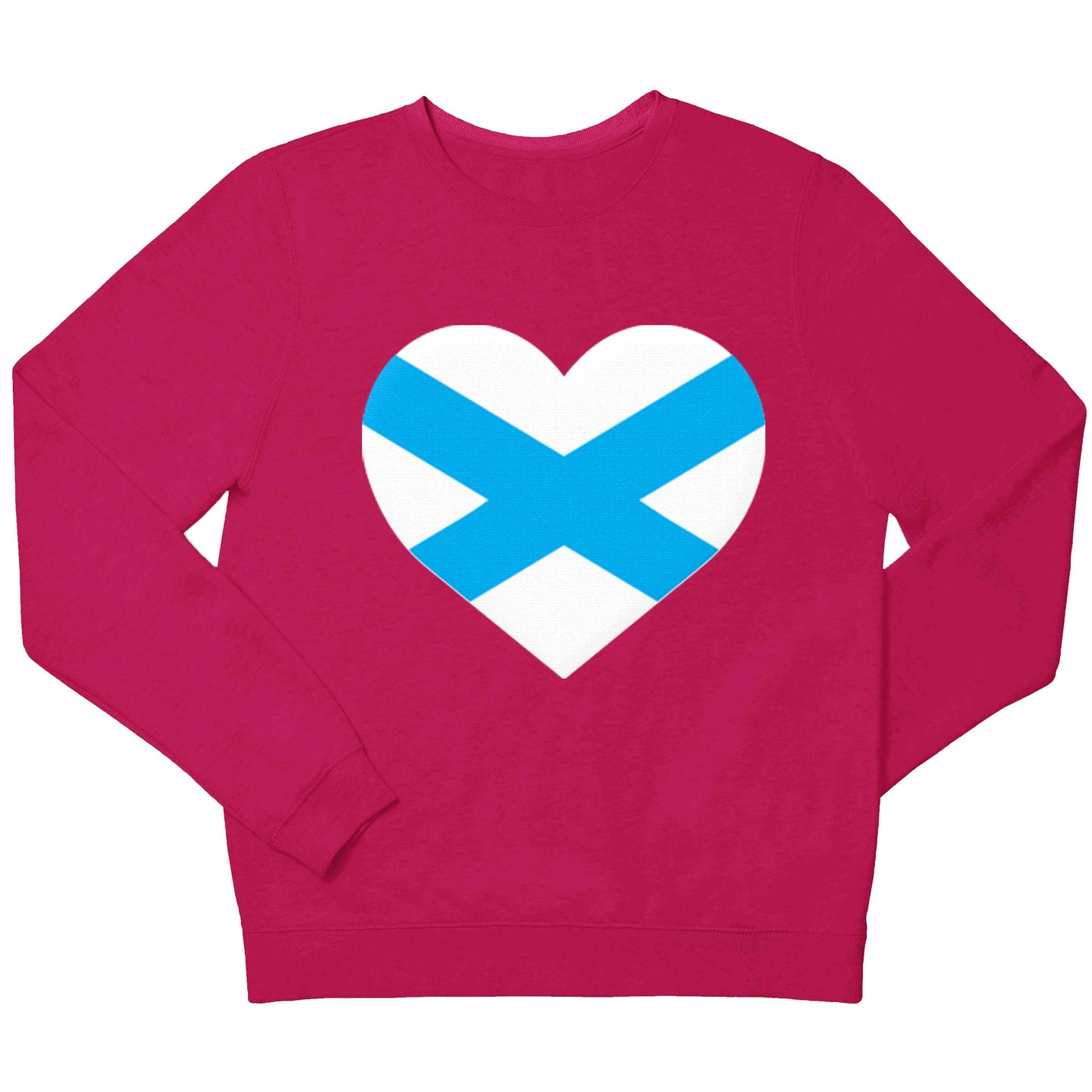 Scottish Saltire heart flag children's pink sweater 12-13 Years