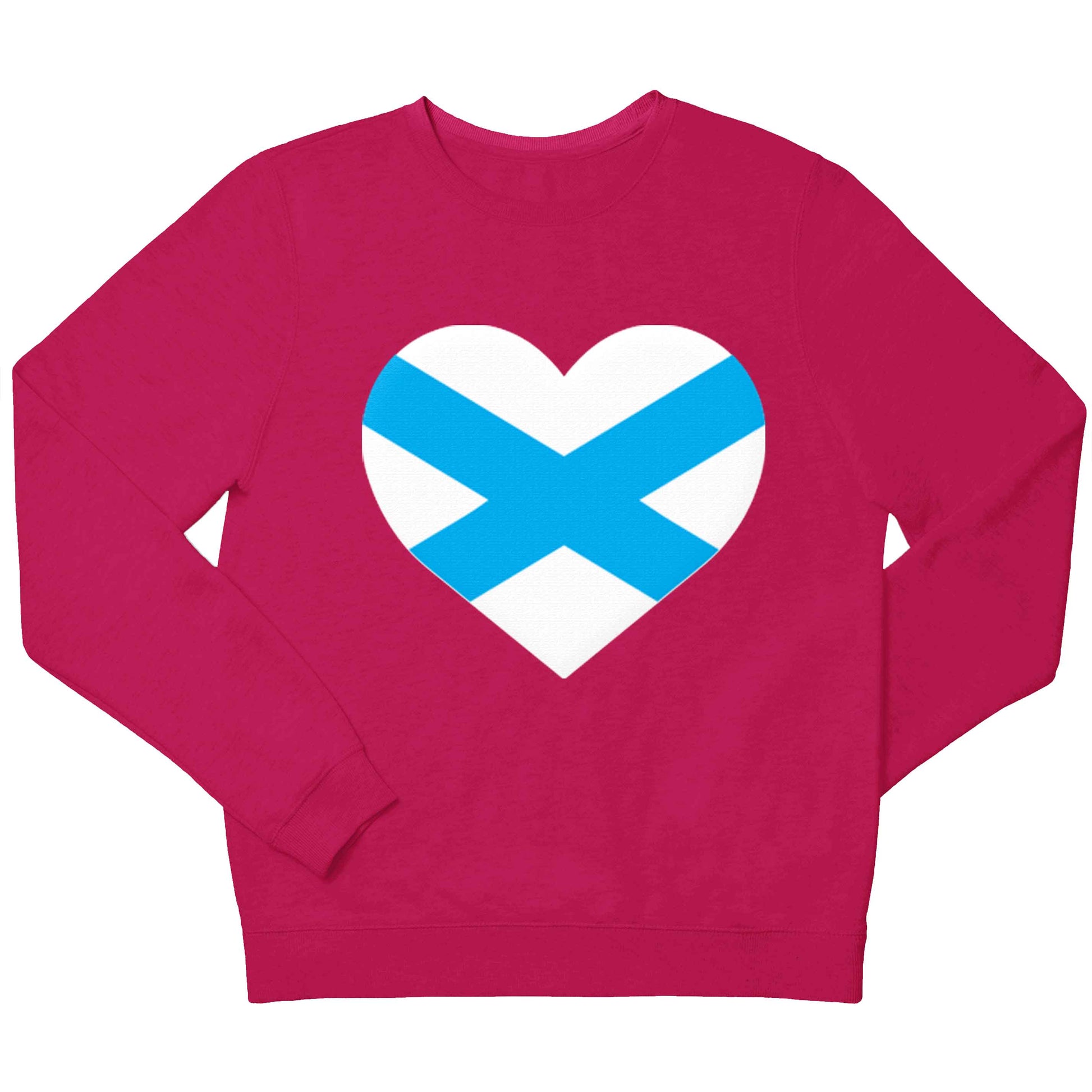 Scottish Saltire heart flag children's pink sweater 12-13 Years