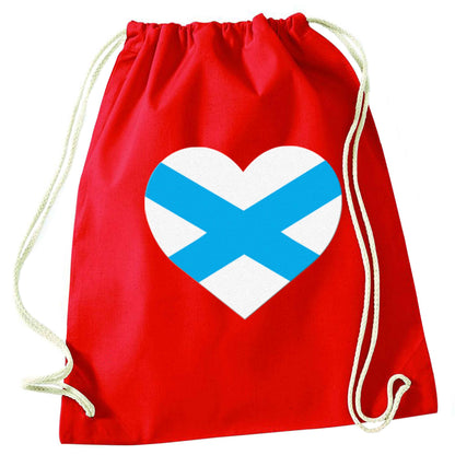 Scottish Saltire heart flag red drawstring bag 