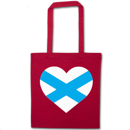 Scottish Saltire heart flag red tote bag