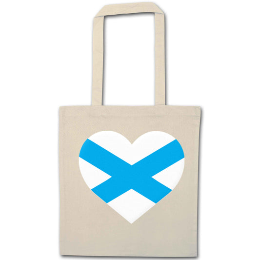 Scottish Saltire heart flag natural tote bag