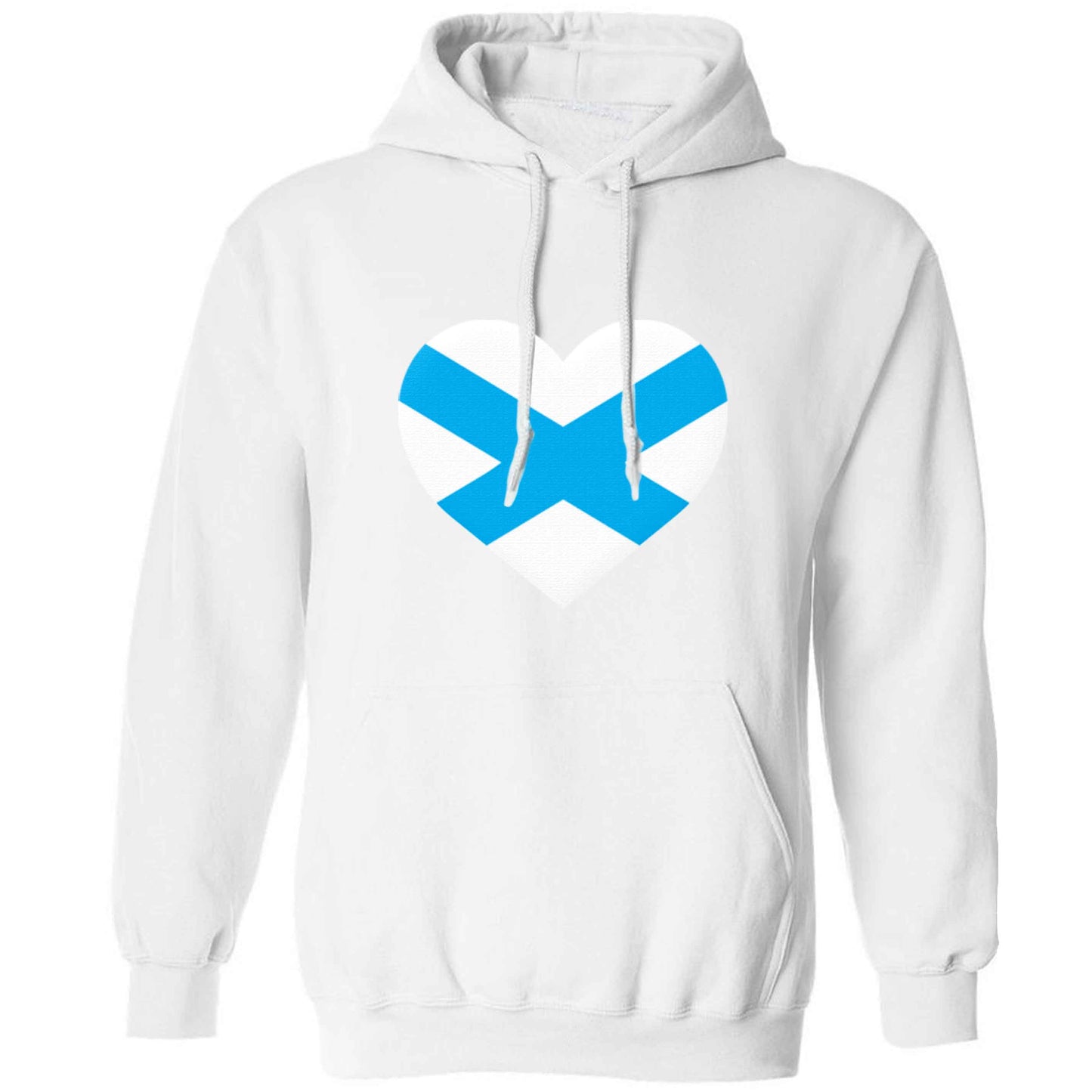 Scottish Saltire heart flag adults unisex white hoodie 2XL