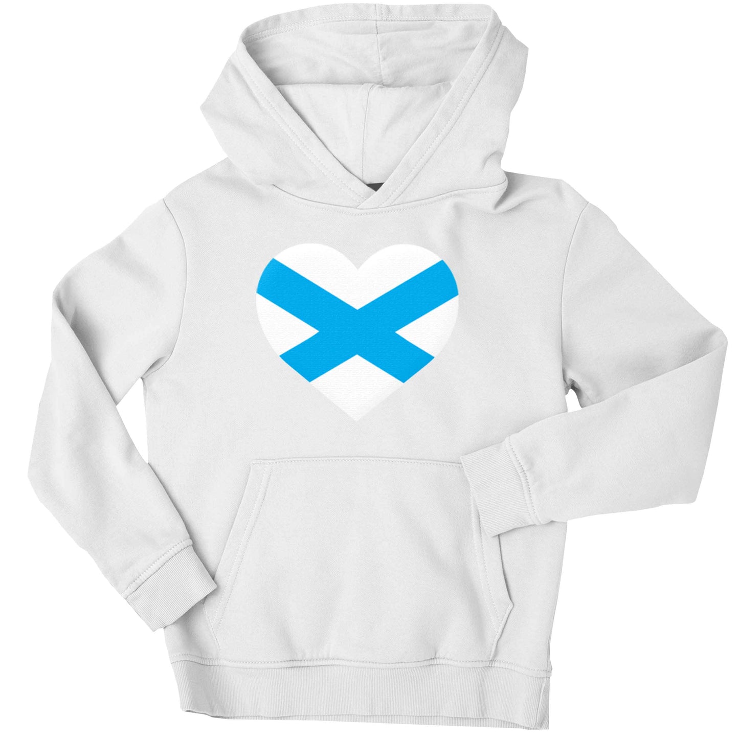 Scottish Saltire heart flag children's white hoodie 12-13 Years