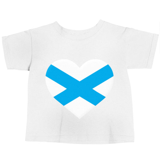 Scottish Saltire heart flag white baby toddler Tshirt 2 Years