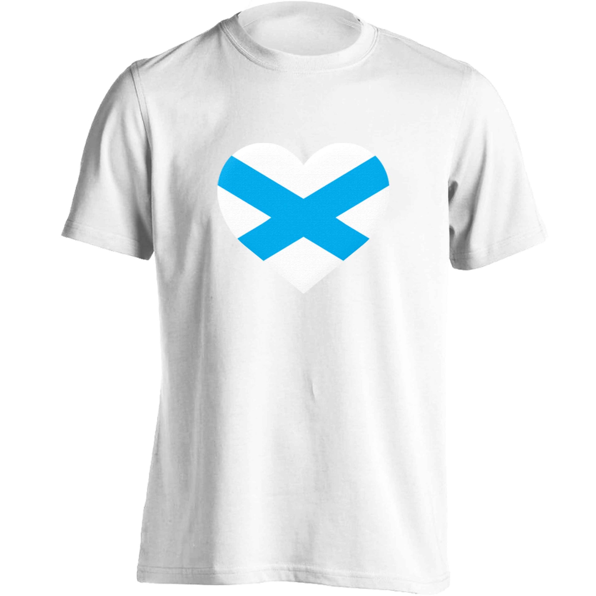 Scottish Saltire heart flag adults unisex white Tshirt 2XL