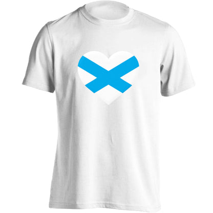 Scottish Saltire heart flag adults unisex white Tshirt 2XL