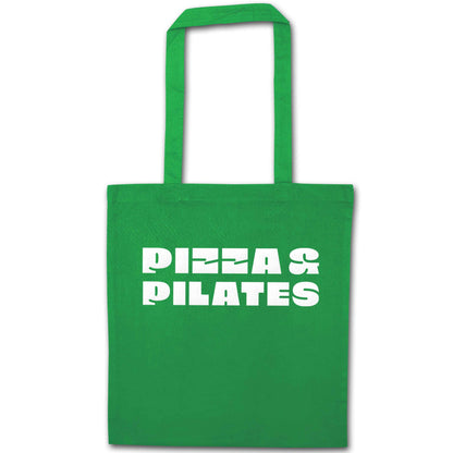 Pizza and pilates green tote bag