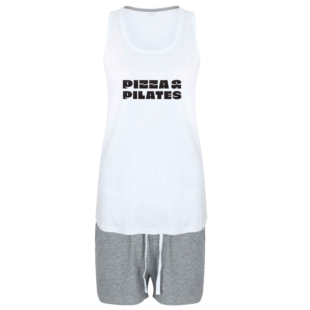 Pizza and pilates size XL women's pyjama shorts set in pink 