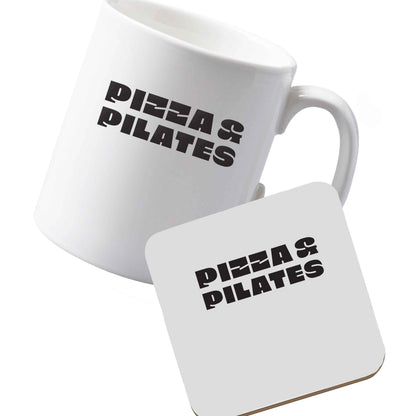 10 oz Ceramic mug and coaster Pizza and pilates left sided