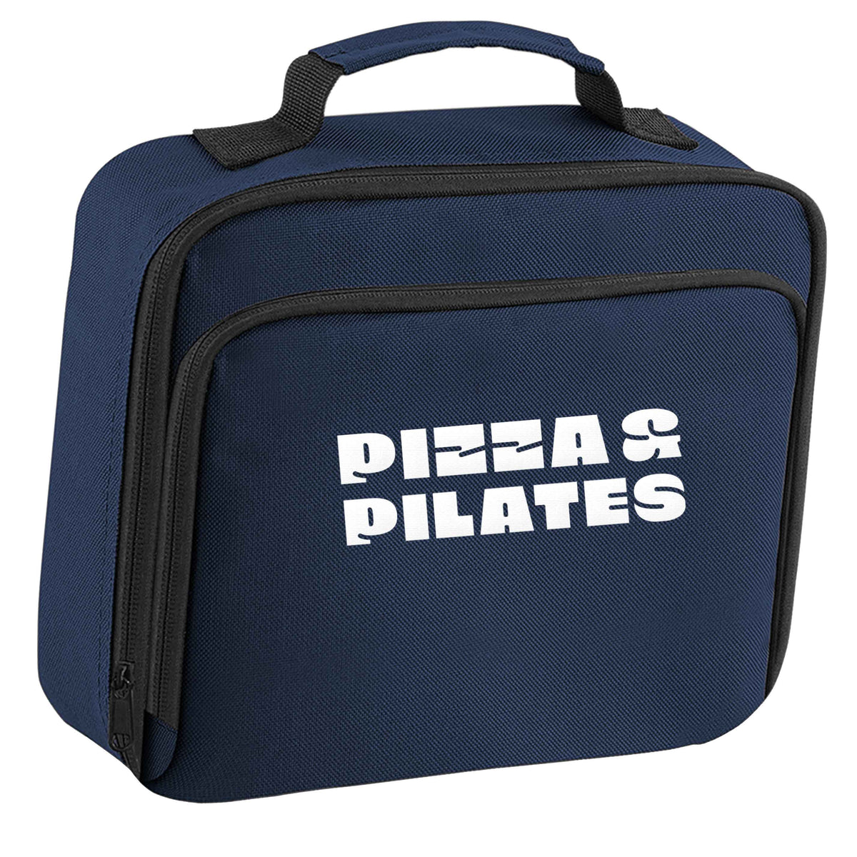 Pizza and pilates insulated navy lunch bag cooler