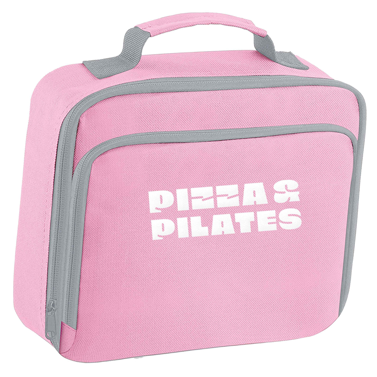 Pizza and pilates insulated pink lunch bag cooler
