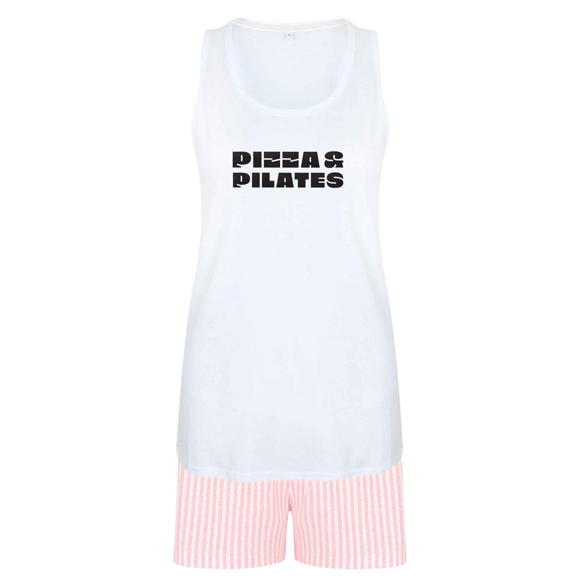 Pizza and pilates size XL women's pyjama shorts set in pink 