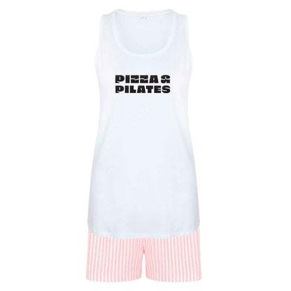 Pizza and pilates size XL women's pyjama shorts set in pink 